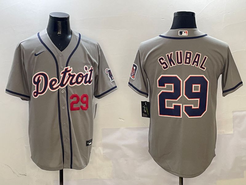 Men Detroit Tigers #29 Skubal Grey Game 2025 Nike MLB Jersey style 3124